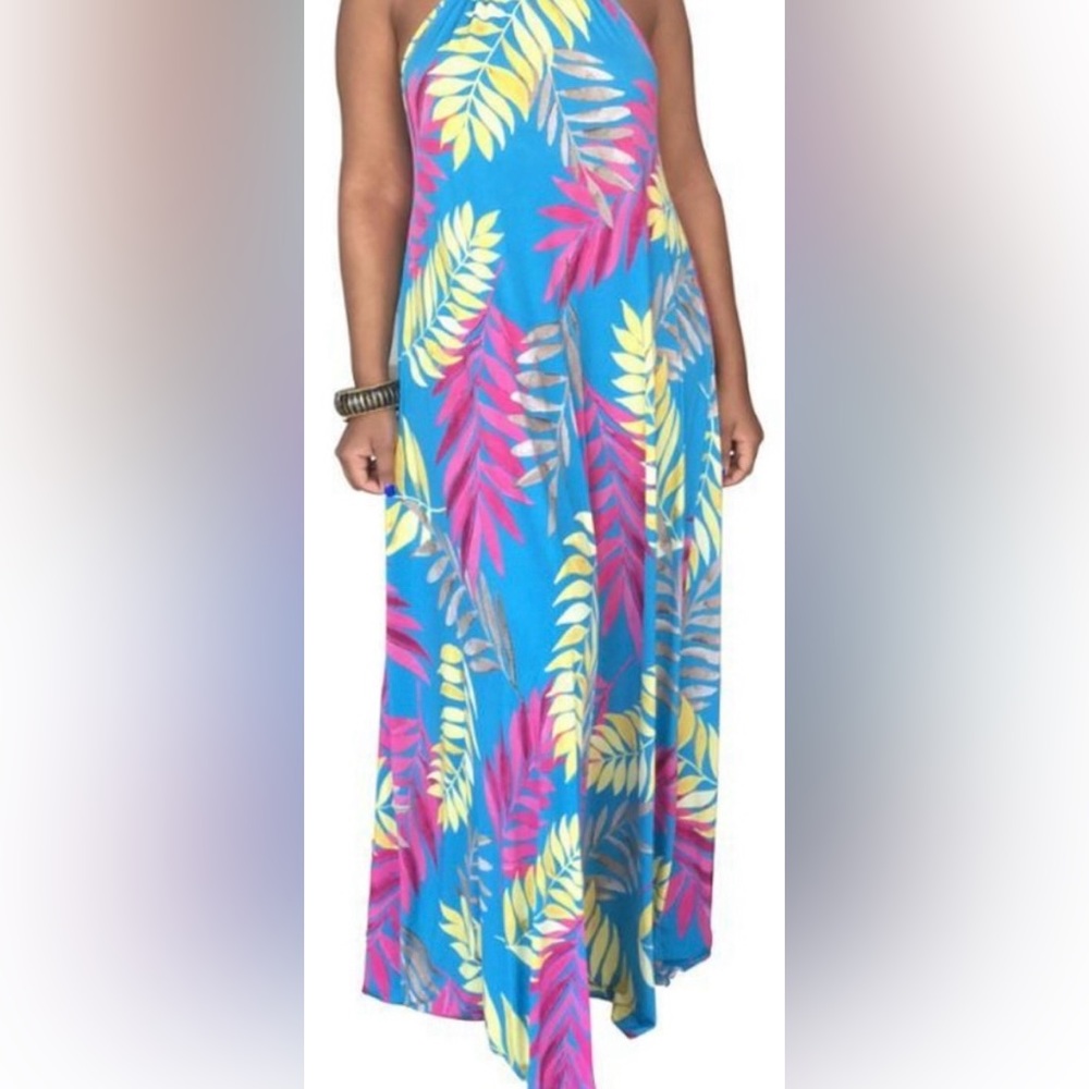SUMMER HOT Floral Print Open Back Halter Maxi Dress - Picture 4 of 4